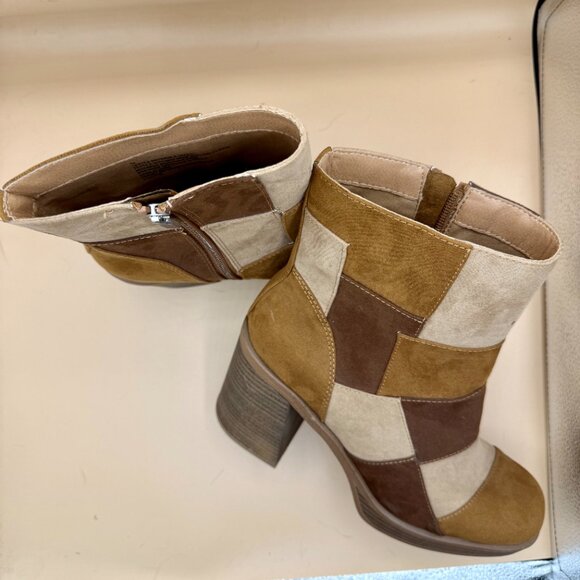 Universal Thread Patchwork Ankle Boots - Brown and Tan - Picture 4 of 8